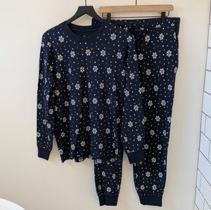 Primary Women's Matching Snowflake Polka Dot Pajama Set Long Sleeve Large
